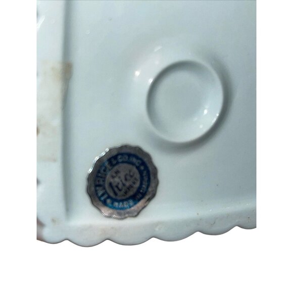 I.W. RICE Japan Porcelain Trinket Square Jewelry Box White Blue Flowers Vintage - Picture 8 of 9